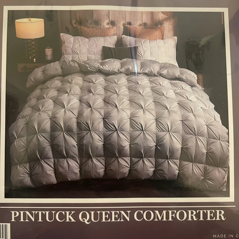 Modern Elegance Pintuck Comforter, Gray, Queen Size